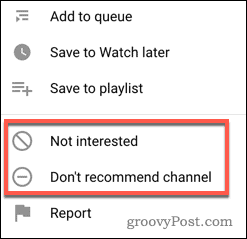 Bir YouTube videosunu veya kanal önerisini durdurma