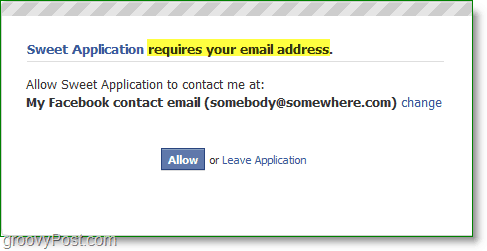 Facebook e-posta spam ekran görüntüsü - e-posta adresinizi gerektirir