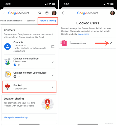 Mobil cihazlarda Google Drive'da bir kullanıcının engellemesini kaldırın