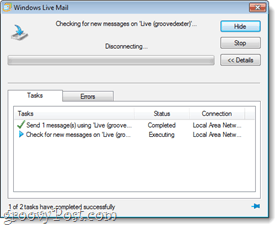 Windows Live posta eşitleme testi