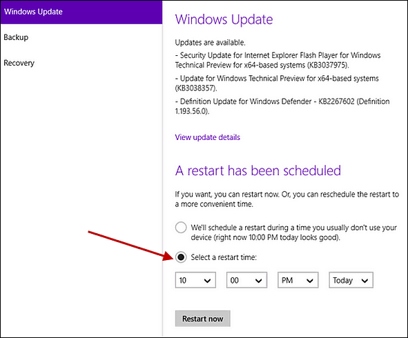 Windows 10'da Windows Update Yeniden Başlatma Zamanlama