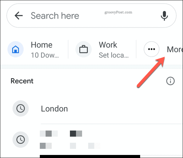 Google Haritalar mobil daha fazla adres simgesi