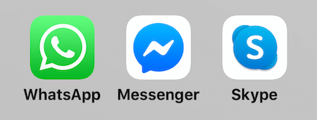 WhatsApp, Facebook Messenger ve Skype için simgeler