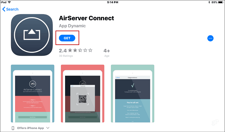 AirServer Connect iOS'u yükleme
