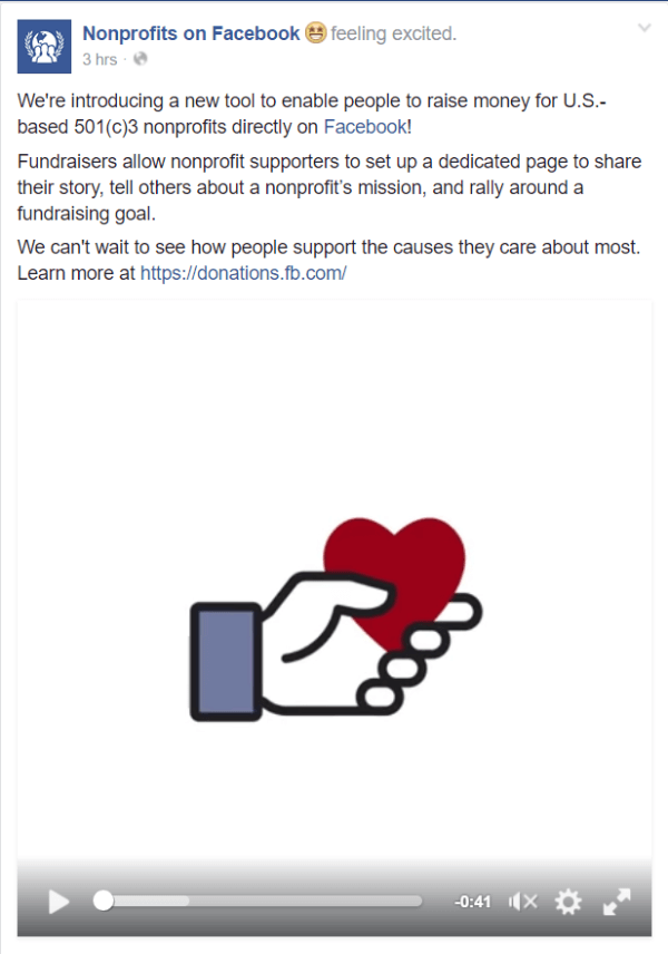 facebook kar amacı gütmeyen kuruluş bağış toplama