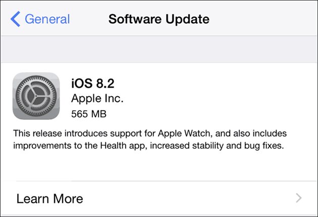 İPhone ve iPad için Apple iOS 8.2 - Yazılım Güncelleme