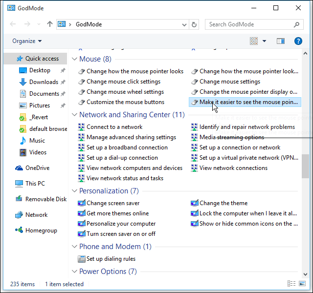 Windows 10'da Gizli Tanrı Modunu Etkinleştirme