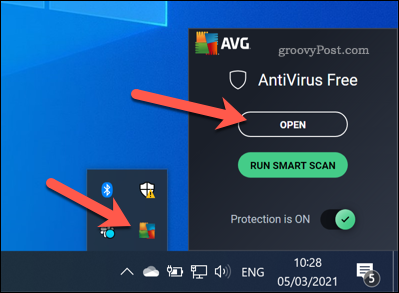 Windows'ta AVG arayüzünü açma