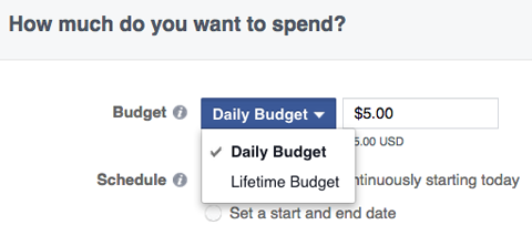 facebook reklamları bütçe seçenekleri