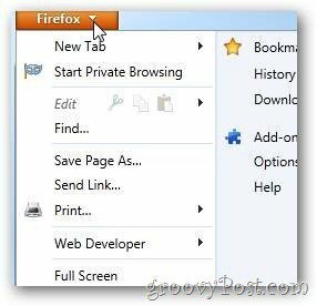 Firefox Arrow açık seçenekleri