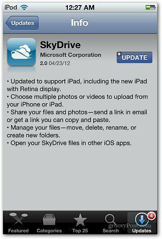 SkyDrive iOS Güncellemesi