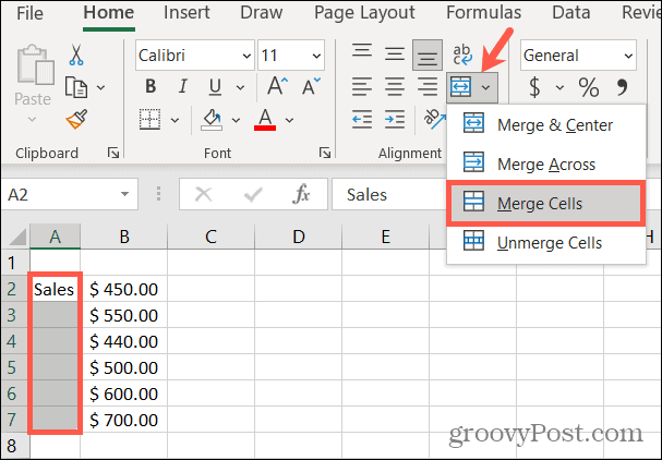 Metni döndürmek için Excel'deki hücreleri birleştirme