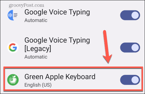 android yeşil elma klavyesini aç