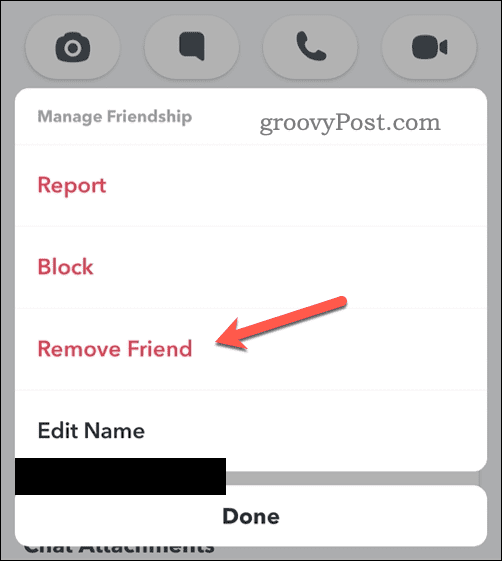 Bir Snapchat arkadaşını kaldırma seçeneği