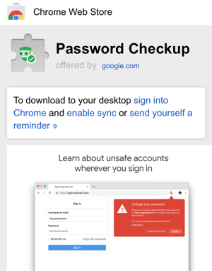 Password Checkup Chrome uzantısı