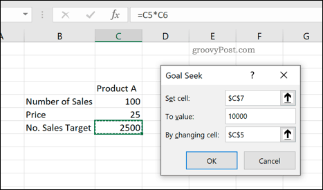 Excel Hedef Arama aracı