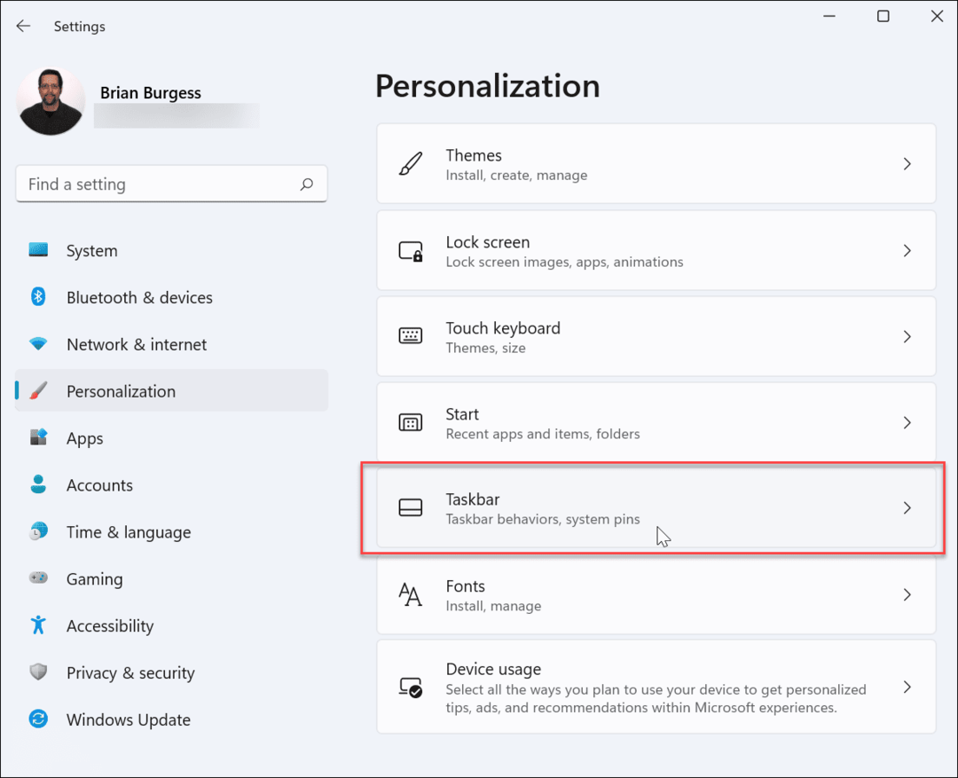 kişiselleştirme görev çubuğu Windows 11 ayarları