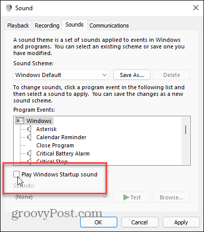 Windows Başlangıç ​​Sesini Çal Windows 11