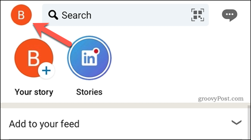 LinkedIn uygulaması kullanıcı profili simgesi