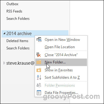 Outlook 2016 - PST dosyasında yeni klasör oluştur