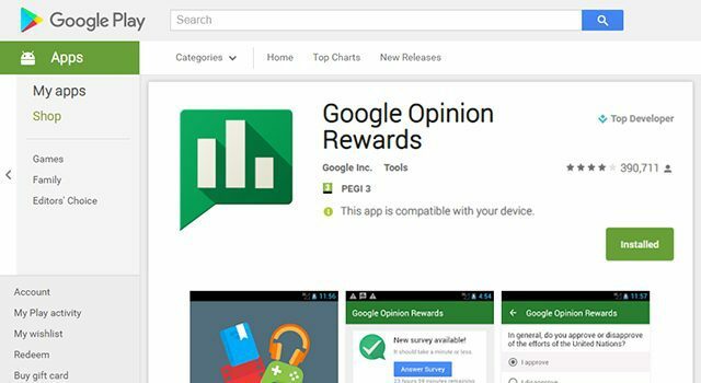 Google Görüş Ödülleri ile Ücretsiz Google Play kredisi kazanın