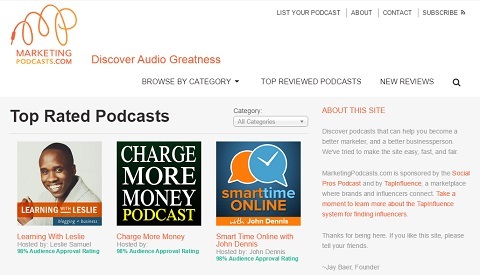 MarketingPodcasts.com, podcast'ler için ilk ve tek arama motorudur.