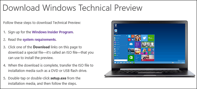 Windows 10 Teknik Önizlemesini İndirin