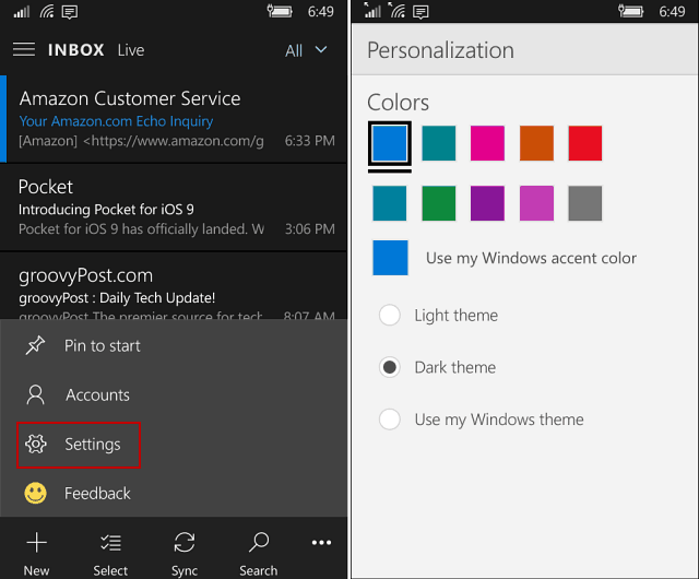 Windows 10 Mobile'da Outlook Posta ve Takvim Uygulaması Koyu Tema Kazandı