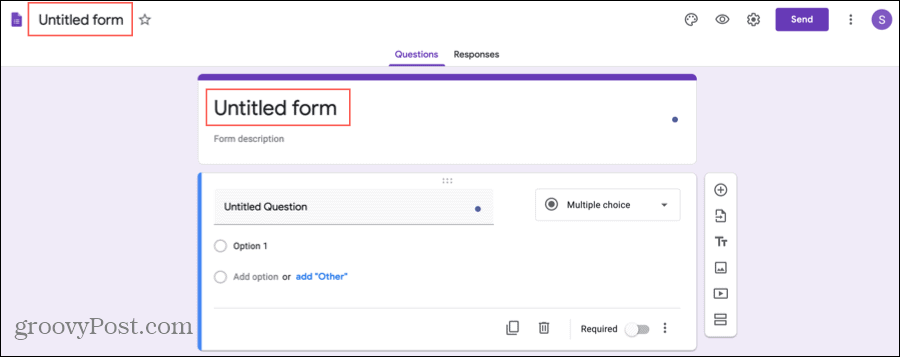 Google Formlar Başlığı ve Formunuzun Adı