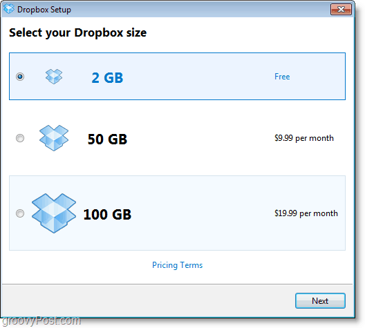 Dropbox ekran görüntüsü - ücretsiz 2GB hesabı edinin