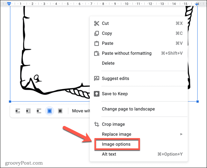 Google Dokümanlar'da görüntü seçenekleri menüsünü açma