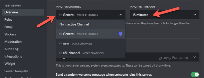 Discord'da AFK kanalı ayarlama