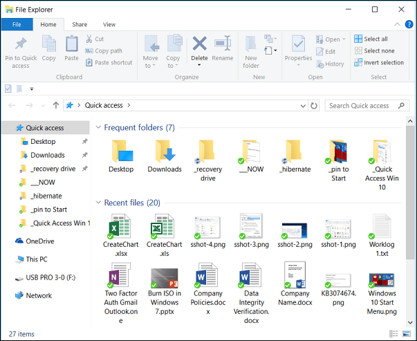 Hızlı Erişim Windows 10