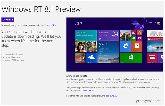 Windows RT 8.1 Önizleme Windows Mağazası