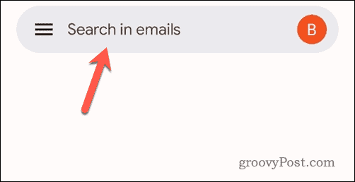 Gmail mobile'da arama çubuğuna dokunun