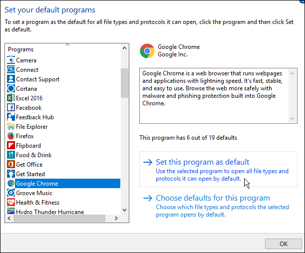 Windows 10 Yıldönümü Güncellemesinde Varsayılan Tarayıcıyı Değiştirme