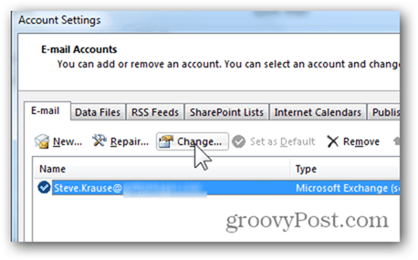 Posta Kutusu Ekle Outlook 2013 - Değiştir'i tıklayın