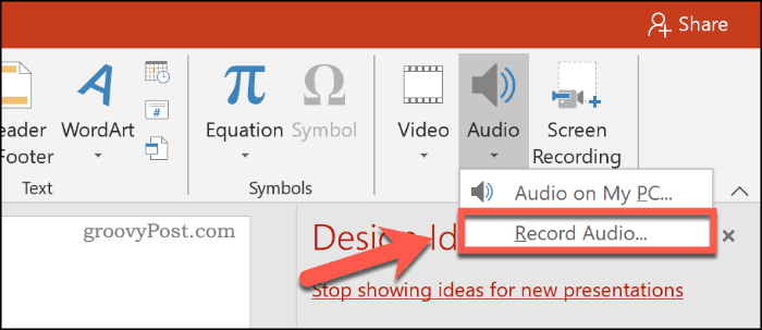 PowerPoint'te ses kaydetme seçeneği