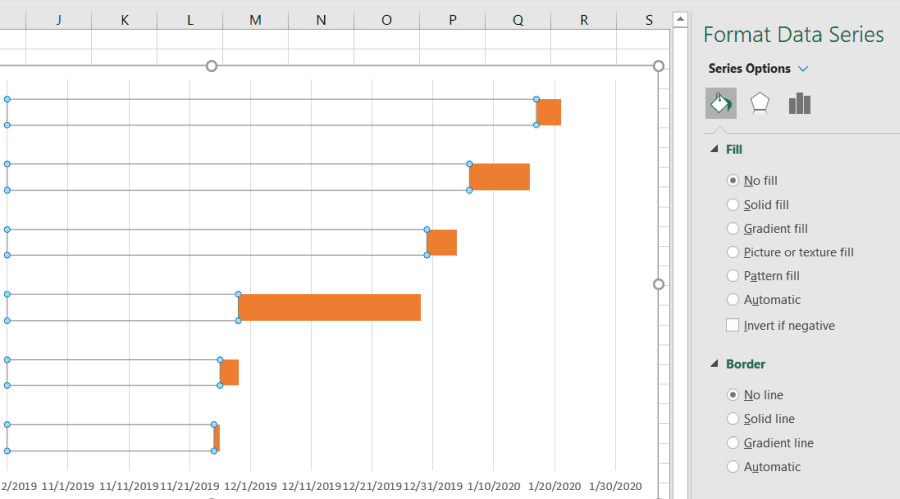 Excel'deki net veri serileri