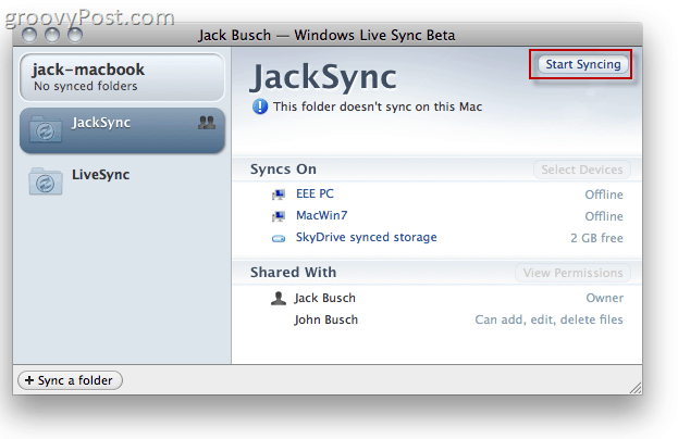 OS X üzerinde Windows Live Sync Beta