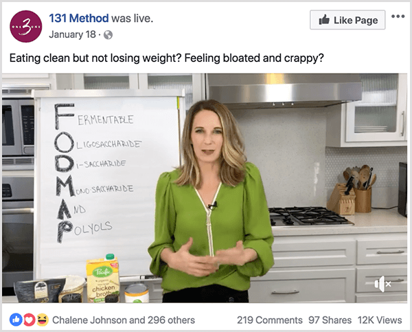 131 Yöntemi Facebook sayfası, temiz beslenme hakkında bir video yayınlıyor.