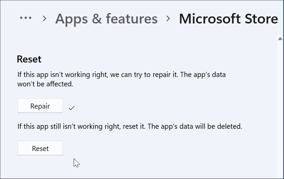 Windows 11'de çalışmayan uygulama microsoft store'u sıfırlayın veya onarın