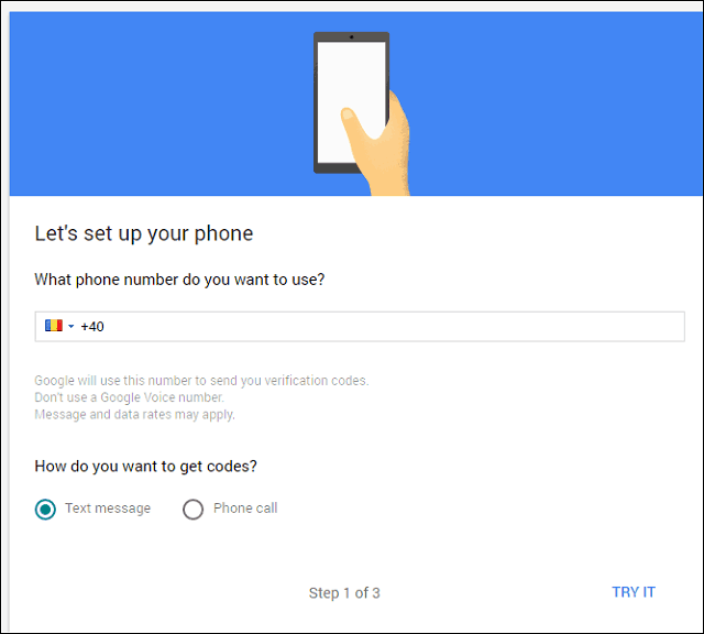 Google 2 adımlı doğrulama metni