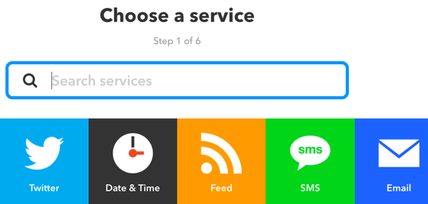 IFTTT uygulamanız için bir hizmet seçin.
