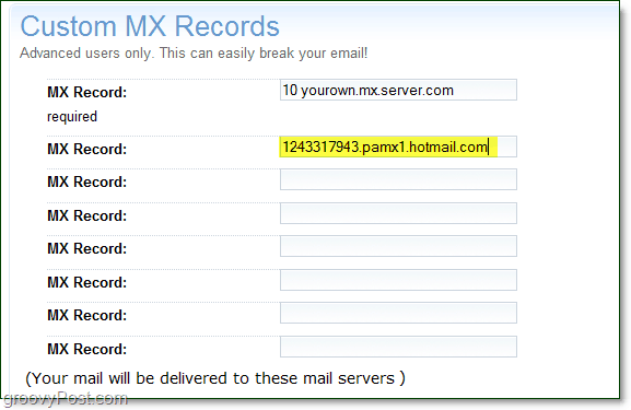 özel mx kayıtları için canlı hizmetler mx sunucu bilgilerinizi alan adı gelişmiş seçenekler sayfanıza aktarın