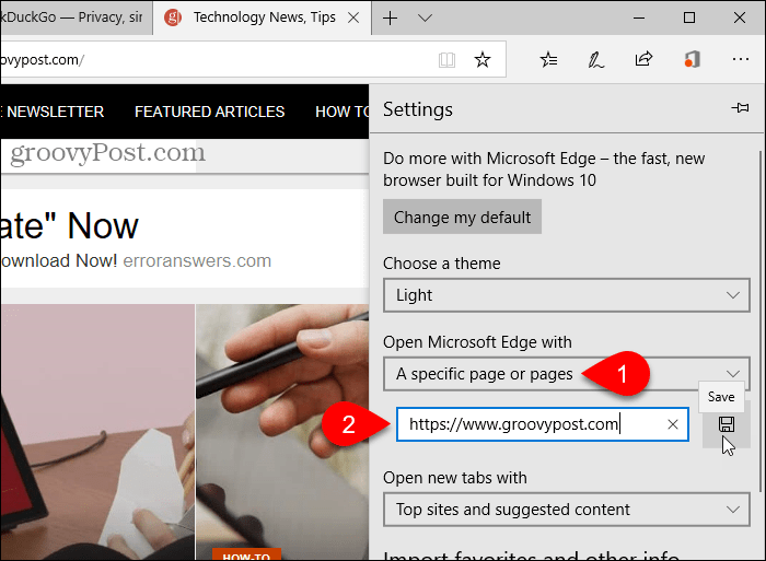 URL'yi Microsoft Edge ile aç seçeneği ile kaydetme