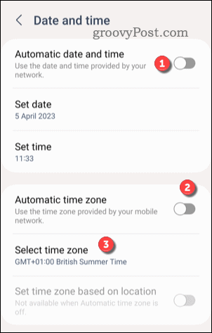 Android'de özel saat dilimini ayarla