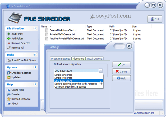 Windows için File Shredder güvenli silme aracı
