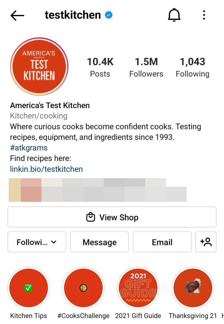 Arama için optimize edilmiş Instagram işletme profilinin resmi
