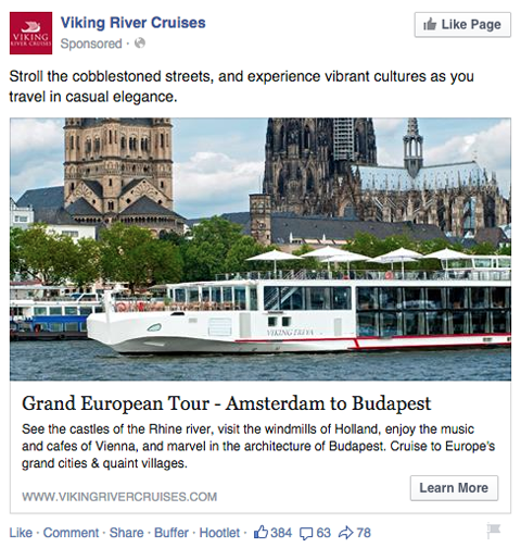 viking nehir yolculukları facebook haber akışı reklamı